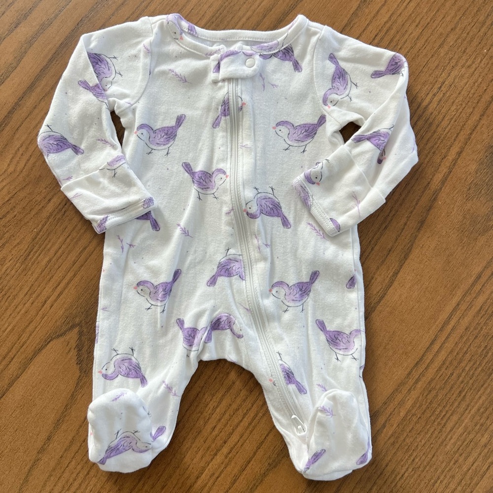 Carters Purple Bird Print Kids One Piece